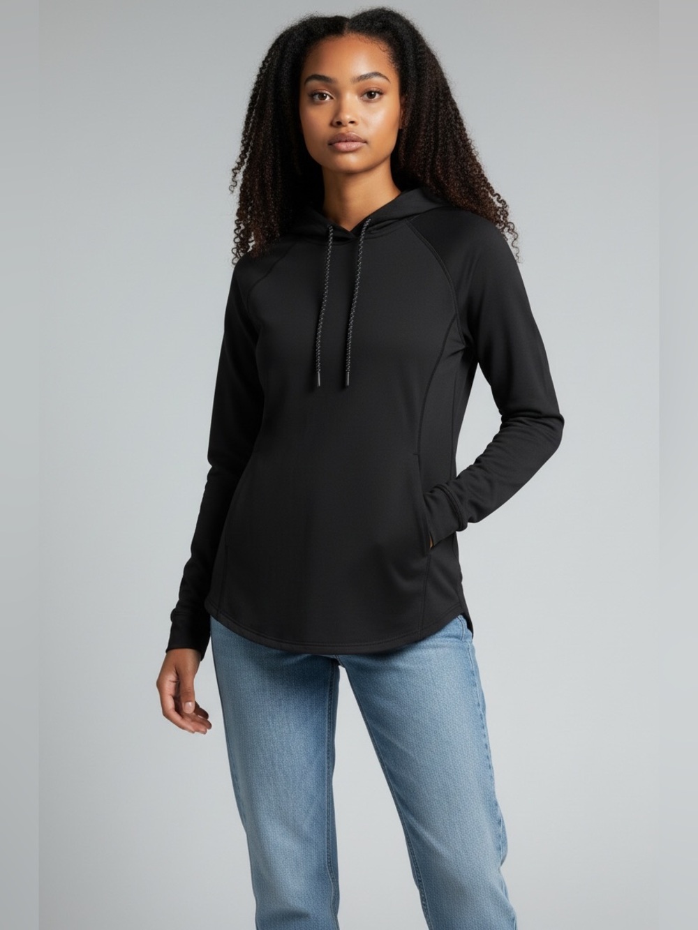 Spyder Vapor Cold Gear Thumbhole Black Fleece Women’s Hoodie Size Large NWT
